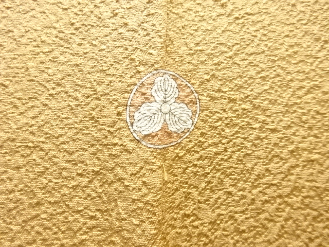  のり散らし模様織り出し一つ紋色無地着物